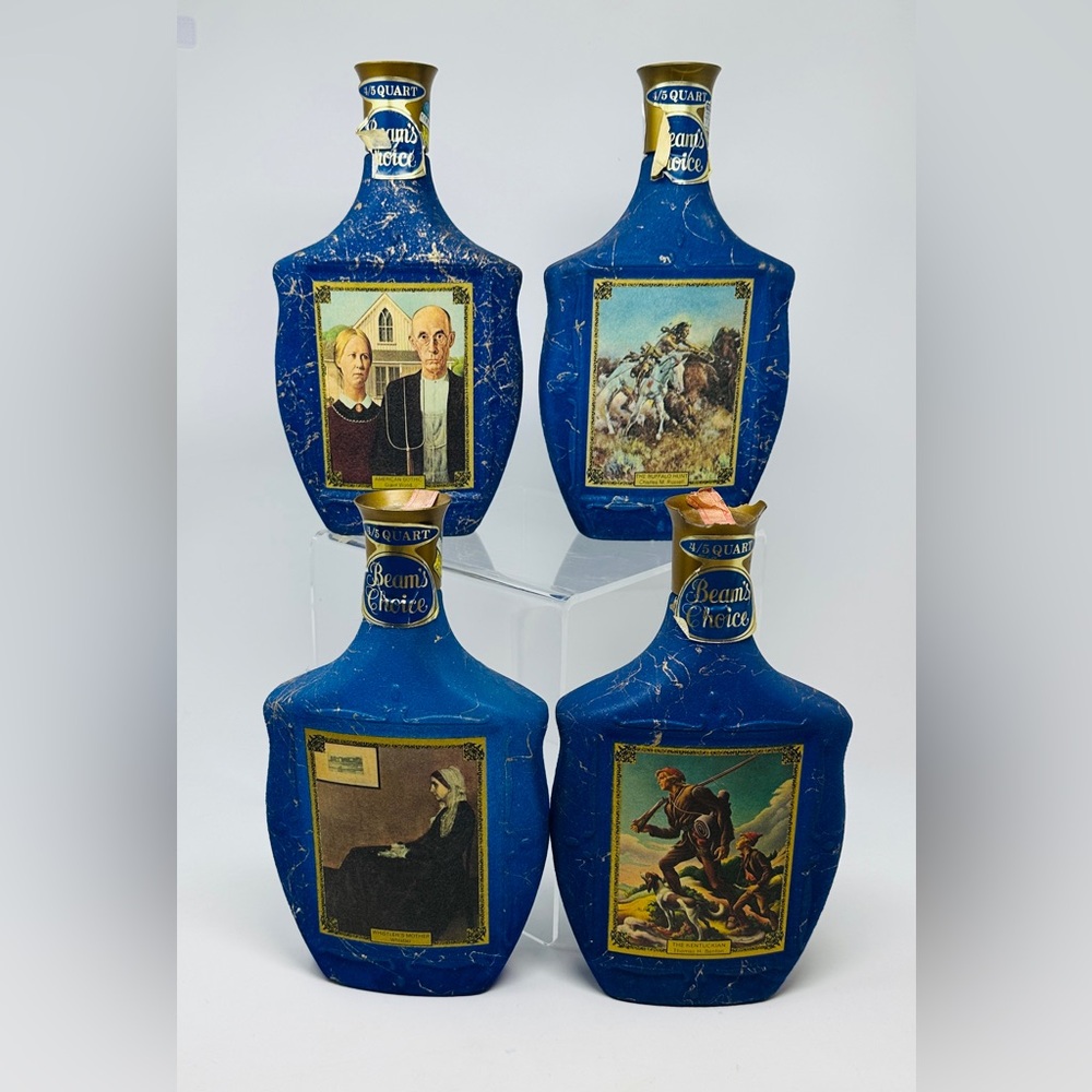 Vintage 1968 Set Of 4 Jim Beam American Classics Collector Velvet Bottles